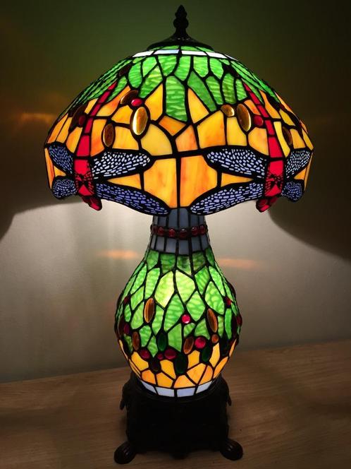 Tiffany Studio style Green Dragonfly tafellamp lamp, Antiek en Kunst, Curiosa en Brocante, Ophalen of Verzenden