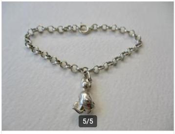 Zilveren jasseron bedel armbandje met EEND bedel 925 zilver beschikbaar voor biedingen