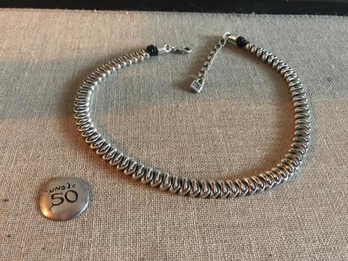 Uno de 50 ketting (126) met werkje, Sieraden, Tassen en Uiterlijk, Kettingen, Nieuw, Overige materialen, Zilver, Verstelbaar, Ophalen of Verzenden