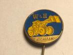 Metalen W & H MICHIGAN Bulldozer Speld (Geel/Blauw/Messingk), Verzenden, Zo goed als nieuw, Transport, Speldje of Pin