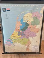 Wandkaart Nederland Staatkundig, Antiek en Kunst, Antiek | Schoolplaten, Ophalen, Natuur en Biologie