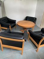 Fauteuils met tafel 4 leren stoelen, Huis en Inrichting, Fauteuils, Ophalen, Gebruikt, 75 tot 100 cm