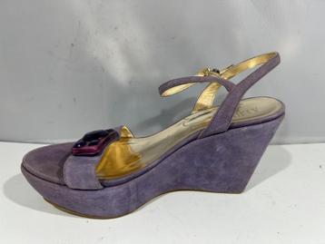 Alberto Gozzi, maat 37, sleehak sandalen in pastel paars.  beschikbaar voor biedingen