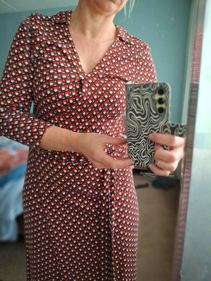 Esprit travel vintage overslag-jurk, maat S, Kleding | Dames, Jurken, Zo goed als nieuw, Maat 36 (S), Rood, Knielengte, Ophalen of Verzenden