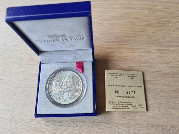 FRANKRIJK 2002; zilveren 1,5 euromunt  Mont Martre, PROOF, Postzegels en Munten, Munten | Europa | Euromunten, Setje, Overige waardes
