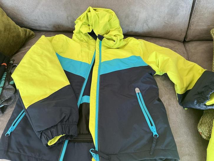Ski Jas - Geel/Blauw, Sport en Fitness, Skiën en Langlaufen, Zo goed als nieuw, Kleding, Overige merken, 100 tot 140 cm, Ophalen of Verzenden