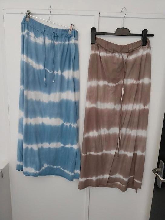 2 leuke lange katoenen rokken, blauw/ wit, bruin/ crème, Kleding | Dames, Rokken, Zo goed als nieuw, Maat 38/40 (M), Blauw, Onder de knie