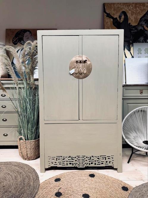 Chinese bruidskast linnenkast servieskast buffetkast taupe, Huis en Inrichting, Kasten | Buffetkasten, Ophalen