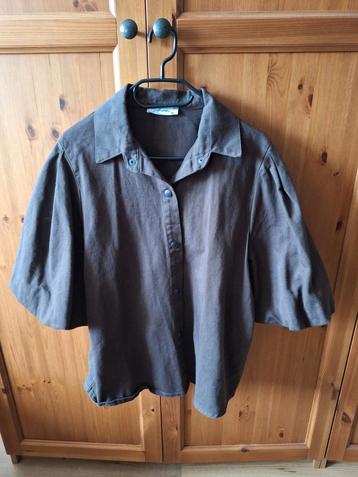 Blousejasje oversized bruin halve mouwen pofmouwen M/L  beschikbaar voor biedingen