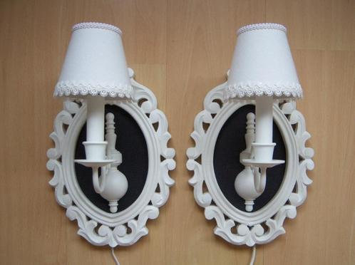 Landelijke brocante wandlampen met een lijst, div. modellen, Huis en Inrichting, Lampen | Wandlampen, Nieuw, Metaal, Stof, Overige materialen