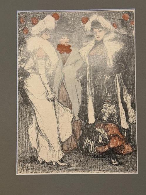 1900 Munzer 120 jaar oud - Jardin de Paris - ArtDeco Vintage, Antiek en Kunst, Kunst | Litho's en Zeefdrukken, Ophalen of Verzenden