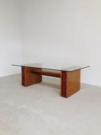 VINTAGE SALONTAFEL MET GLASPLAAT | KERAMIEK, Huis en Inrichting, Tafels | Salontafels, Ophalen, Gebruikt, 100 tot 150 cm, -