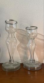 Antieke glazen kandelaars, Ophalen of Verzenden