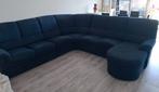 Blauwe Hoekbank met Chaise Longue, Gebruikt, 100 tot 125 cm, Hoekbank, 300 cm of meer
