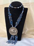 Blauw kralen ketting met vis hanger, Blauw, Ophalen of Verzenden, Zo goed als nieuw, Steen of Mineraal