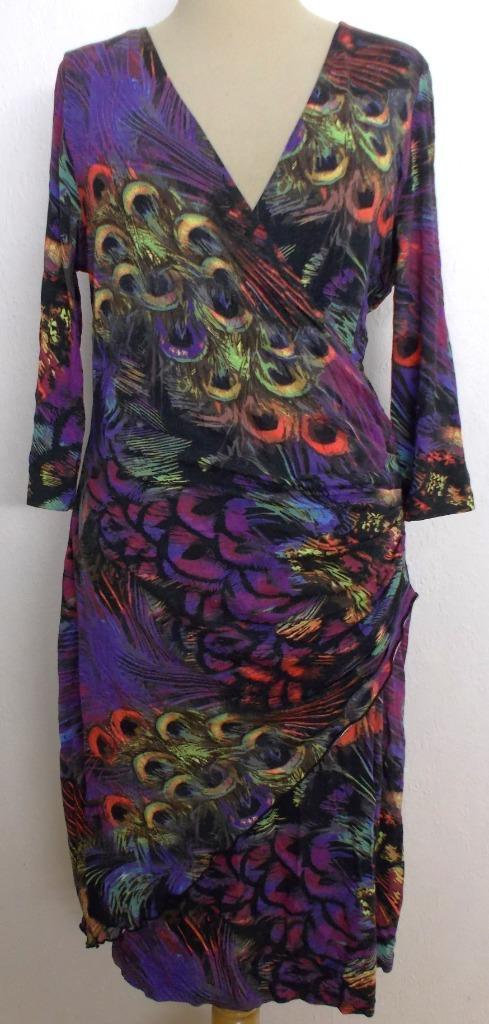 Mooi pauwenveren print jurkje van Joseph Ribkoff! 40, Kleding | Dames, Jurken, Zo goed als nieuw, Maat 38/40 (M), Overige kleuren