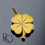 14 karaat gouden klavertje vier hanger – gelukshanger, Ophalen of Verzenden, Zo goed als nieuw, Bloem of Plant, Goud