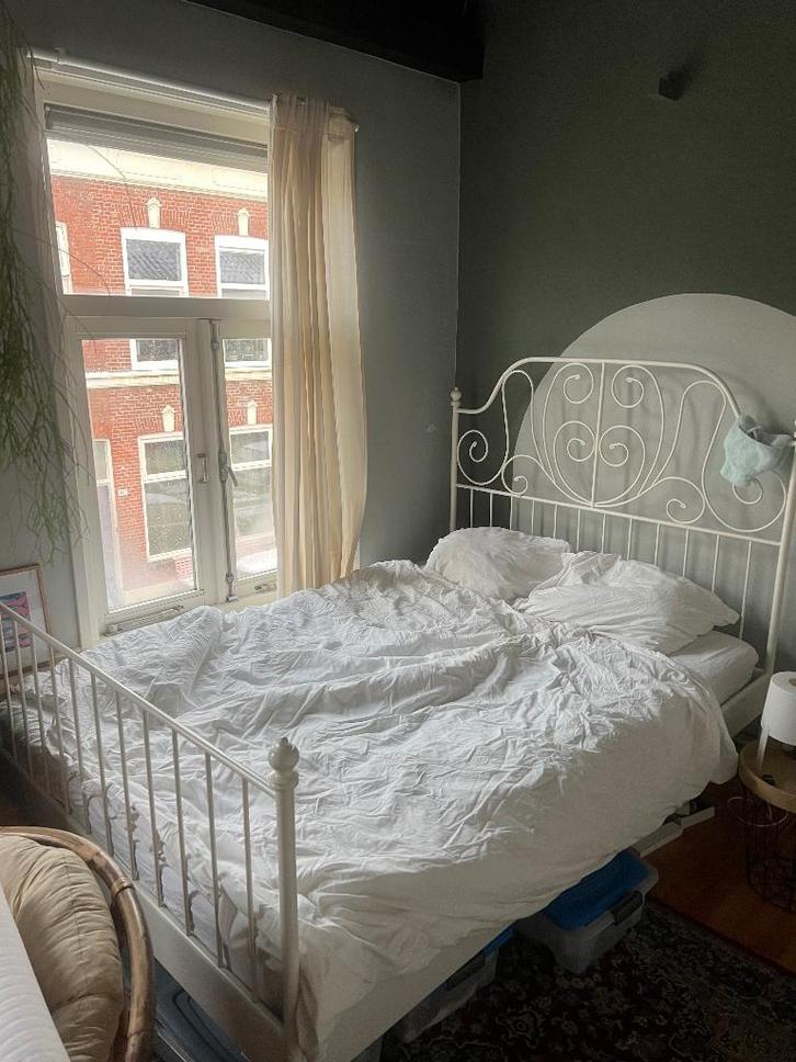 Bed ikea Leirvik 160cm twijfelaar, Huis en Inrichting, Slaapkamer | Bedden, Gebruikt, Twijfelaar, 160 cm, 200 cm, Metaal, Wit