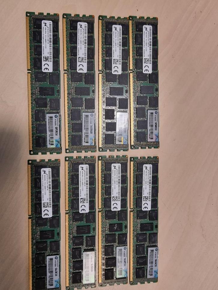 Set van 8 x 16GB DDR3 ECC geheugenmodules, Computers en Software, RAM geheugen, Gebruikt, Server, 16 GB, DDR3, Ophalen of Verzenden