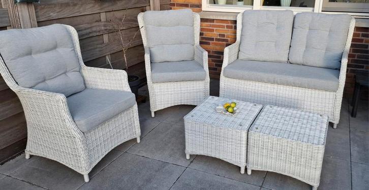Prachtige 5-delige Wicker Loungeset - Zo Goed Als Nieuw!, Tuin en Terras, Tuinsets en Loungesets, Zo goed als nieuw, Wicker, Hocker