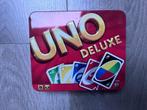 UNO Deluxe, Hobby en Vrije tijd, Gezelschapsspellen | Kaartspellen, Ophalen of Verzenden, Mattel, Een of twee spelers, Zo goed als nieuw