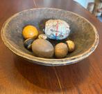 Antieke houten schaal met antieke houten ballen, Antiek en Kunst, Ophalen of Verzenden