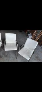 Eetkamerstoel wit leer 6x, Huis en Inrichting, Stoelen, Wit, Leer, Ophalen of Verzenden, Zo goed als nieuw