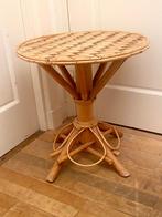 Vintage Mid-Century Pascal Raffier rotan bijzettafeltje, Overige materialen, Minder dan 55 cm, Gebruikt, Rond