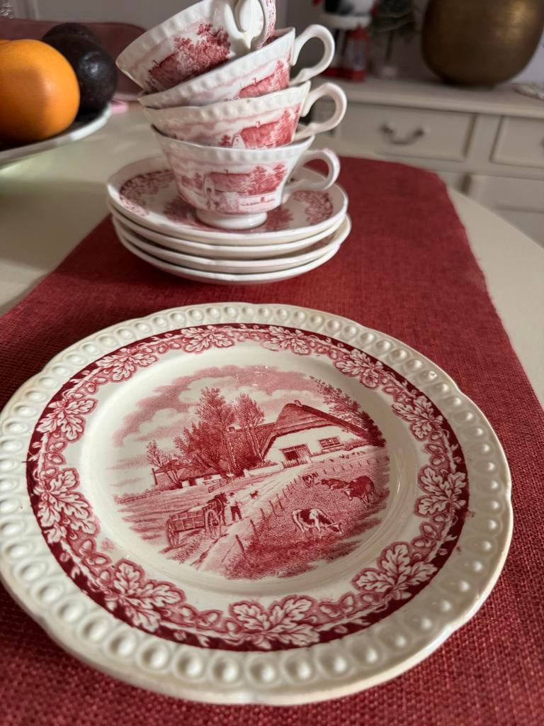 Boerenhoeve Servies - Ontbijtbord, Kopjes & Schotels, Antiek en Kunst, Antiek | Servies los, Ophalen of Verzenden