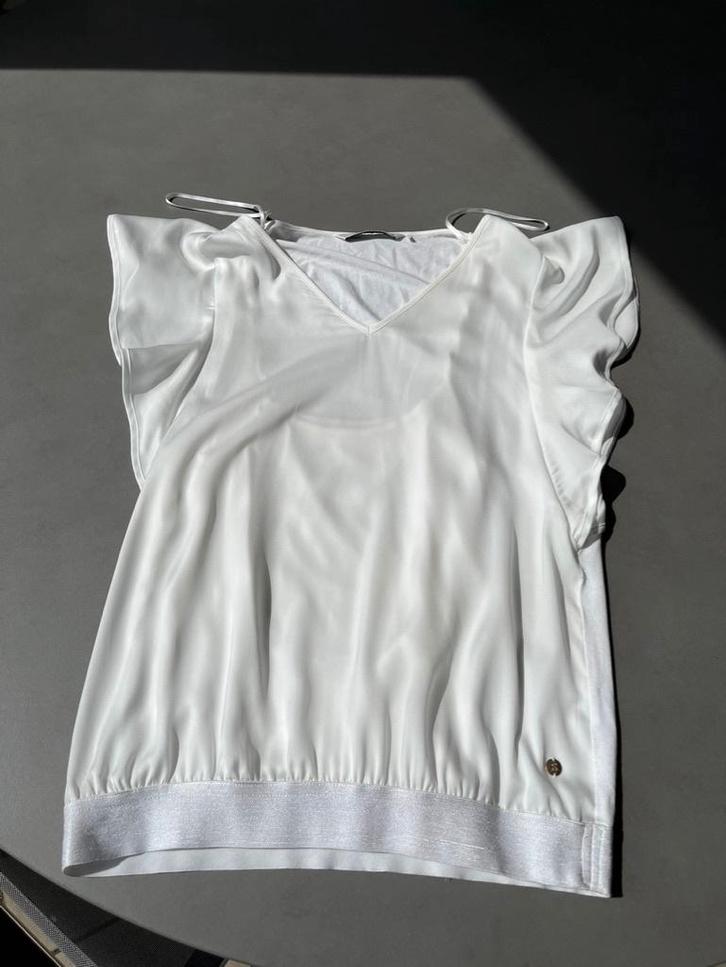 Steps voile dubbellaags topje, maat XS, Kleding | Dames, Tops, Zo goed als nieuw, Maat 34 (XS) of kleiner, Wit, Korte mouw, Verzenden