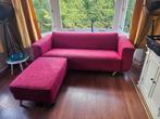 Gratis rode 3-zits bank met hocker, Ophalen, Gebruikt, Driepersoons, 75 tot 100 cm
