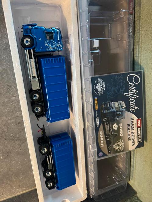 WSI - Scania s650 v8 hooklift harm bergs, Hobby en Vrije tijd, Modelauto's | 1:50, Zo goed als nieuw, Bus of Vrachtwagen, Wsi