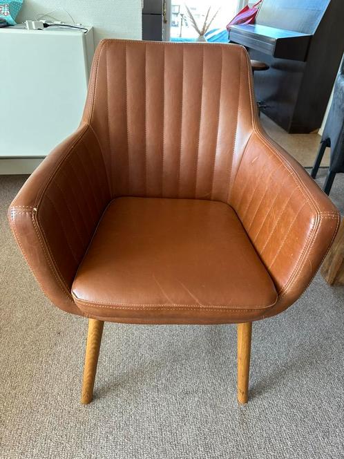 Stoel cognac, Huis en Inrichting, Fauteuils, Zo goed als nieuw, Ophalen