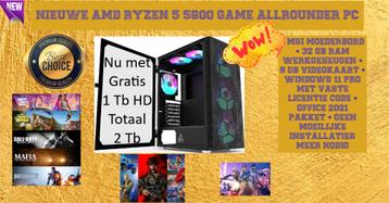 Nieuwe instap Game Allrounder Pc + 32 Gb + 2 Jaar Garantie beschikbaar voor biedingen
