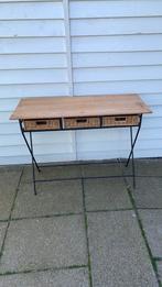 Sidetable metaal frame houten blad rieten mandjes kwaliteit, Ophalen of Verzenden, Zo goed als nieuw, Metaal