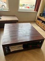 Houten Salontafel met Opbergruimte, Ophalen, Gebruikt, 100 tot 150 cm, Vierkant