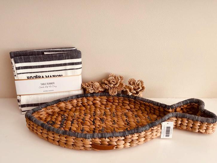 Rivièra Maison dienblad 50x20cm + tafelloper + servetringen, Huis en Inrichting, Woonaccessoires | Overige, Nieuw, Ophalen of Verzenden