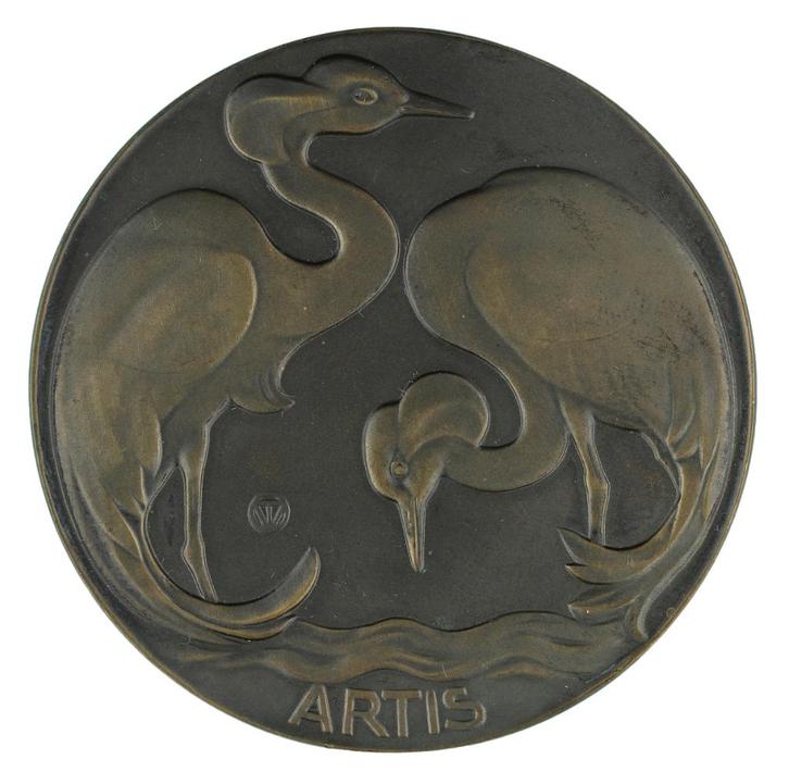 PENNING VPK 1930 Tjipke Visser : Natura Artis Magistra, Postzegels en Munten, Penningen en Medailles, Brons, Nederland, Verzenden