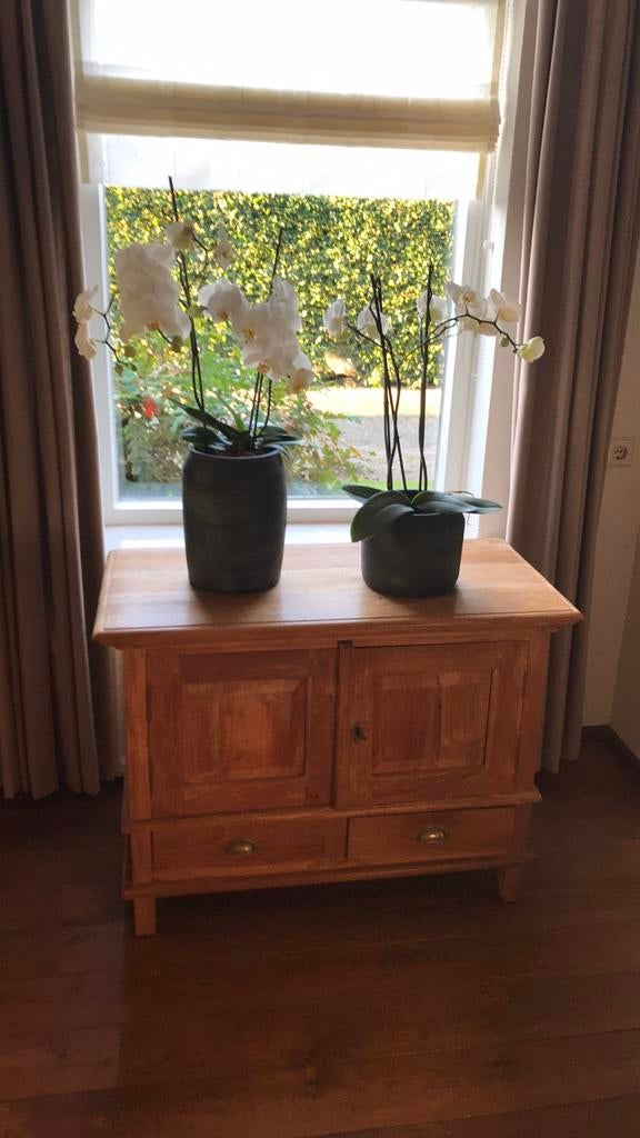 Massief teak kastje  breedte 99cm, diep 48 cm en hoogte 74 c, Ophalen of Verzenden, Zo goed als nieuw