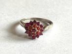 Vintage ring zilver bloedkoraal robijn, Ophalen of Verzenden, Zo goed als nieuw, Met edelsteen, Rood