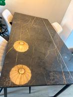 Luxe Zwart-Gouden Marmeren Eettafel + Salontafels !Topstaat!, Huis en Inrichting, Tafels | Salontafels, Ophalen, Rond, 50 tot 100 cm