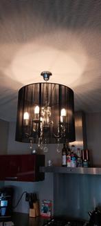 Kroonluchter met zwart draadjes omhulsel. Eventueel 2 stuks., Ophalen of Verzenden, Zo goed als nieuw, Glas