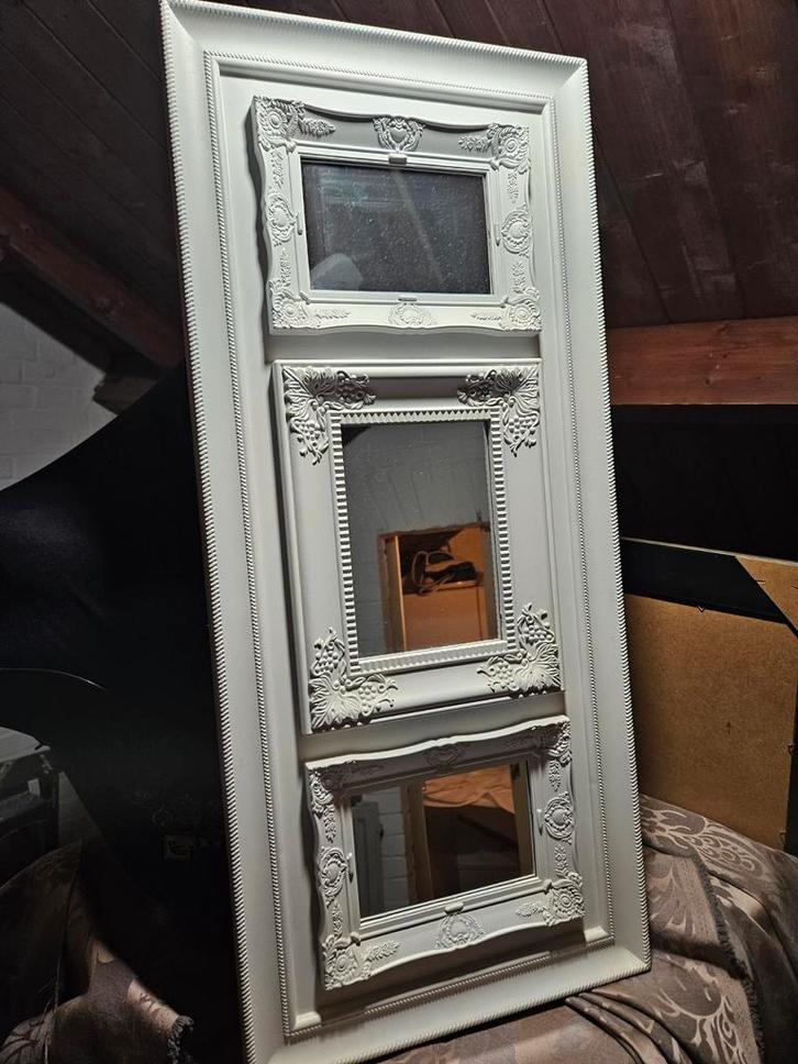 Brocante spiegel met 3 spiegeltjes, Huis en Inrichting, Woonaccessoires | Spiegels, Gebruikt, Minder dan 50 cm, Minder dan 100 cm