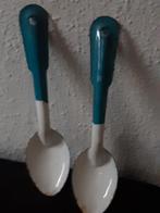 Emaille lepels ,wit met "oudblauw" stoer brocante, Ophalen of Verzenden