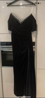 Zwarte velvet galajurk/ avondjurk met steentjes, Ophalen of Verzenden, Zo goed als nieuw, Zwart, Galajurk