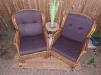 Houten Stoelen met Riet - Set van Twee, Huis en Inrichting, Stoelen, Ophalen, Gebruikt, Twee, Bruin
