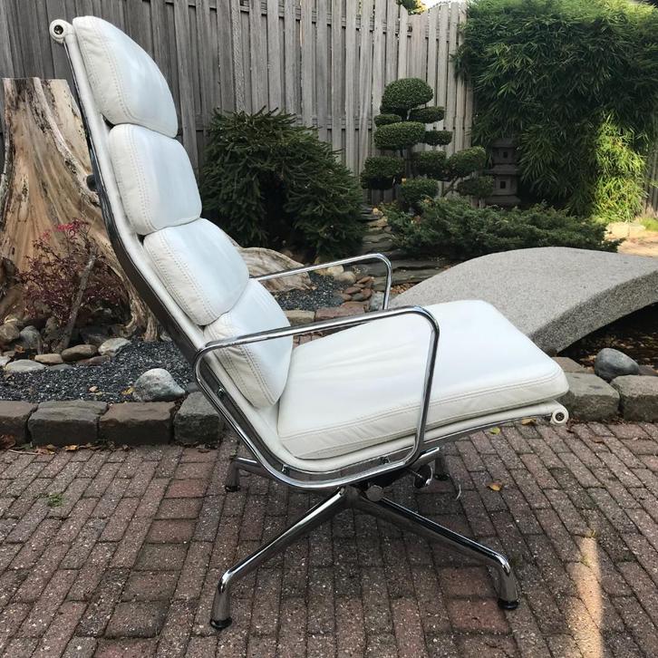 Vitra Eames fauteuil EA 222 EA222 chroom leer vintage, Huis en Inrichting, Fauteuils, Gebruikt, Leer, 50 tot 75 cm, Ophalen