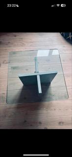 Salontafel of bijtafel - Marmeren voet met glazen blad, Ophalen, Gebruikt, 50 tot 100 cm, Minder dan 50 cm