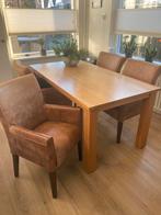 Zeer mooie eethoek met 4 stoelen, Ophalen of Verzenden, Zo goed als nieuw, Rechthoekig, 50 tot 100 cm