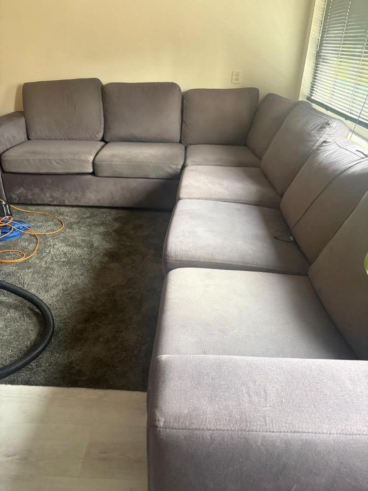 Bank hoekbank grijs  50 euro ophalen!, Huis en Inrichting, Banken | Complete zithoeken, Gebruikt, Ophalen